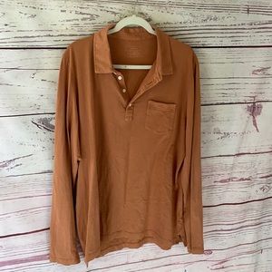 BILLY REID burnt orange long sleeve men's polo shirt - size XL (slim fit)